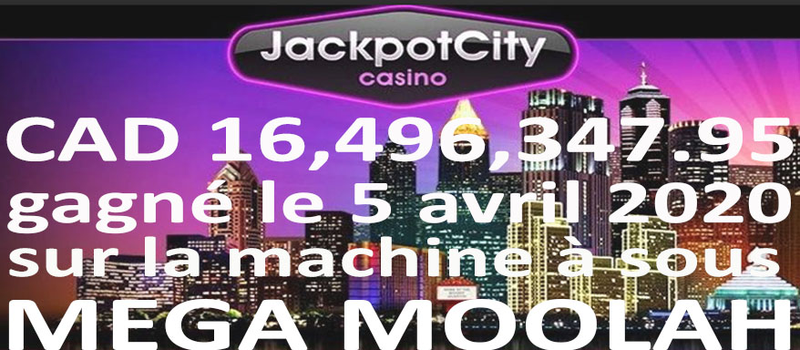 Gagnant Mega Moolah 2020 chez Jackpot City